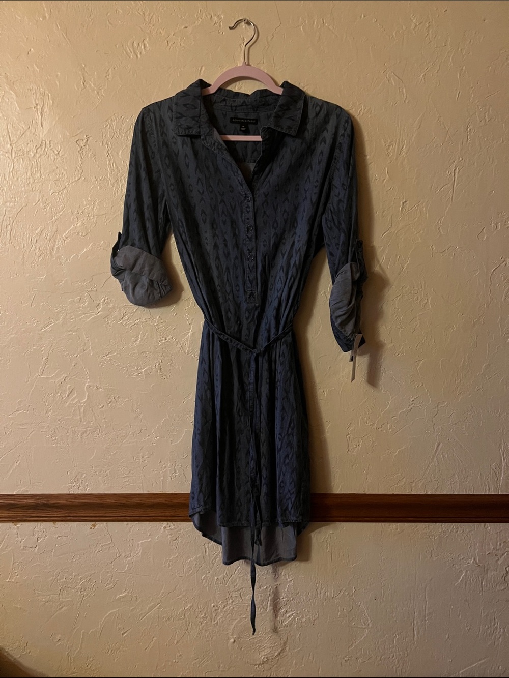 Signature Studio Medium Denim Button-Front Shirt Dress